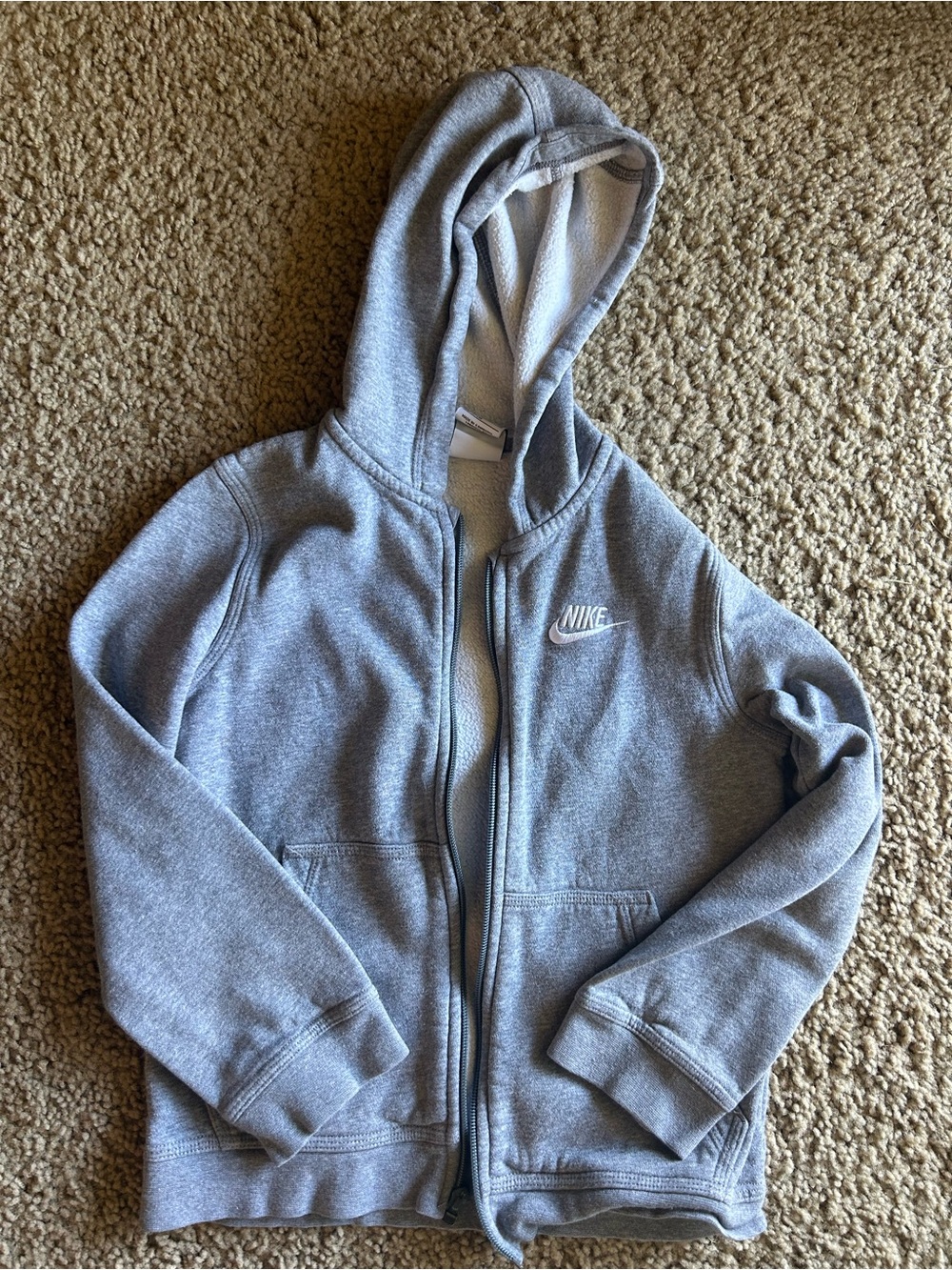 Nike Youth Light Gray Full-Zip Hoodie